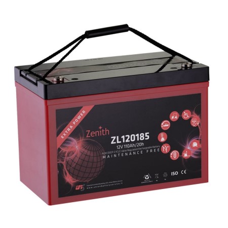 BATTERIA SERVIZI ZGL120077 100 AH M6 AGM ZENITH PER CAMPER NAUTICA BARCA